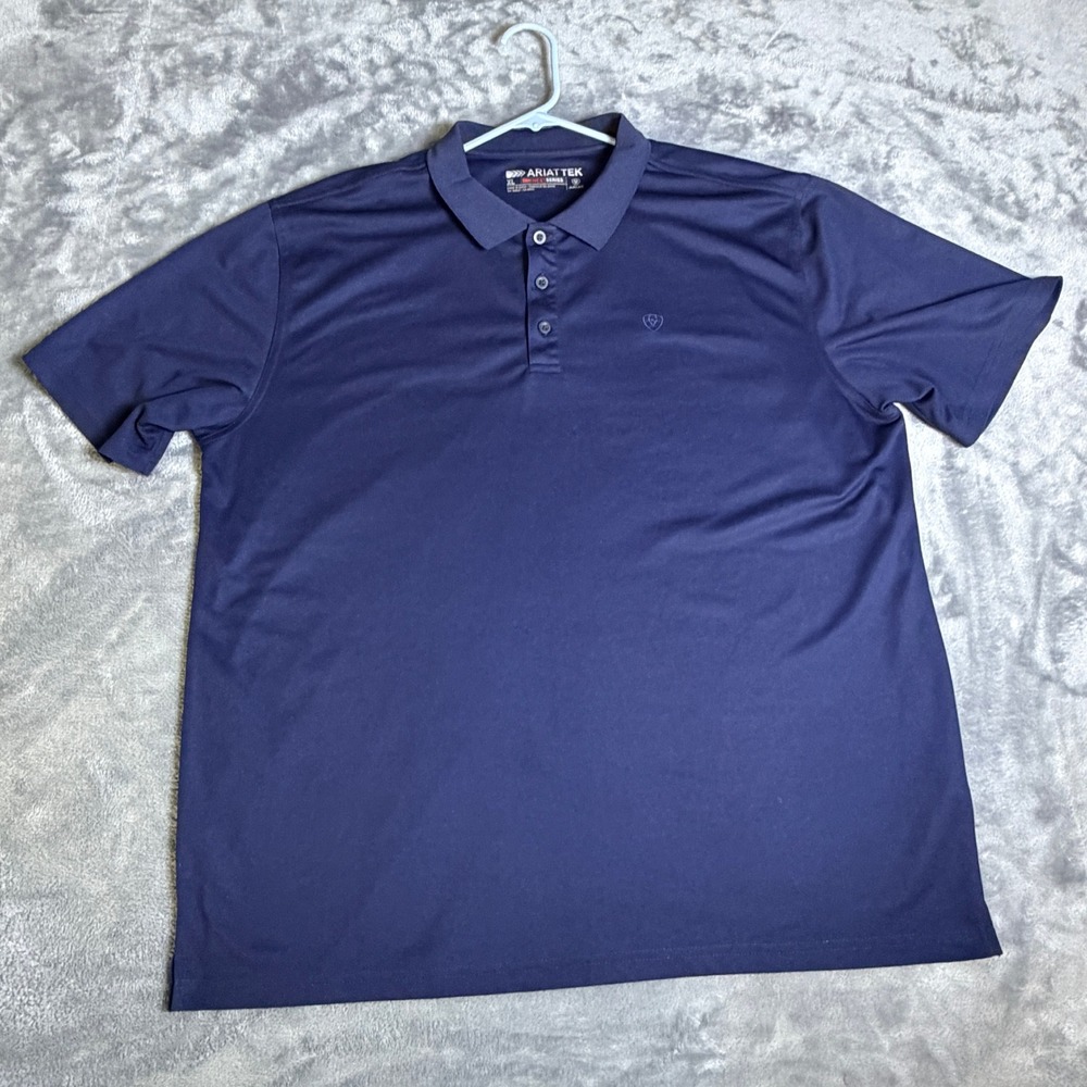 Ariat Mens XL AriatTEK Heat Series Navy Blue Short Sleeve Performance Polo Shirt